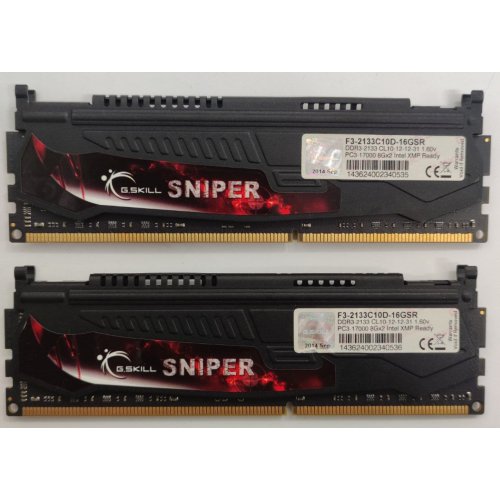Озп G.Skill DDR3 16GB (2x8GB) 2133MHz (F3-2133C10D-16GSR) (Відновлено продавцем, 861498) купити в Україні: Київ, Львів, Хмельницький, Тернопіль, Івано-Франківськ | Перевірка сумісності, низька ціна, відгуки, характеристики від TELEMART фото