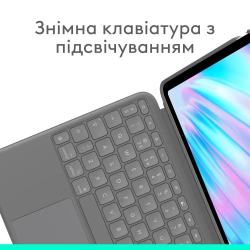 Чохол-клавіатура Logitech Combo Touch for Apple iPad Air 11'' (M2) (920-012636) Oxford Grey купити в Україні: Київ, Львів, Хмельницький, Тернопіль, Івано-Франківськ | Низька ціна, відгуки, характеристики від TELEMART фото