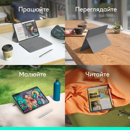Чохол-клавіатура Logitech Combo Touch for Apple iPad Air 13'' (M2) (920-012618) Oxford Grey купити в Україні: Київ, Львів, Хмельницький, Тернопіль, Івано-Франківськ | Низька ціна, відгуки, характеристики від TELEMART фото