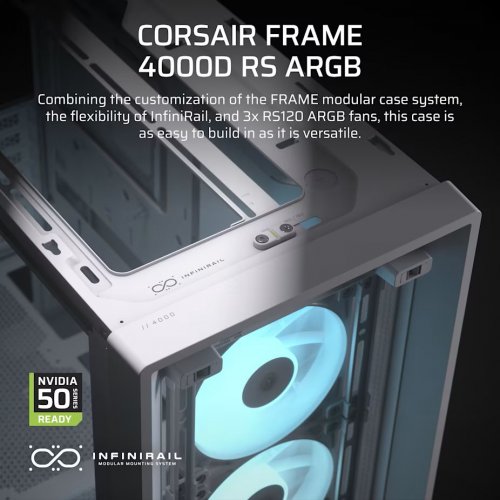 Корпус Corsair FRAME 4000D RS ARGB Tempered Glass без БЖ (CC-9011297-WW) White купити в Україні: Київ, Львів, Хмельницький, Тернопіль, Івано-Франківськ | Перевірка сумісності, низька ціна, відгуки, характеристики від TELEMART фото