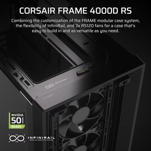 Корпус Corsair FRAME 4000D RS Tempered Glass без БЖ (CC-9011312-WW) Black купити в Україні: Київ, Львів, Хмельницький, Тернопіль, Івано-Франківськ | Перевірка сумісності, низька ціна, відгуки, характеристики від TELEMART фото