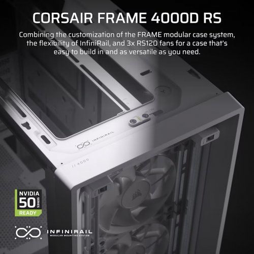 Корпус Corsair FRAME 4000D RS Tempered Glass без БЖ (CC-9011313-WW) White купити в Україні: Київ, Львів, Хмельницький, Тернопіль, Івано-Франківськ | Перевірка сумісності, низька ціна, відгуки, характеристики від TELEMART фото