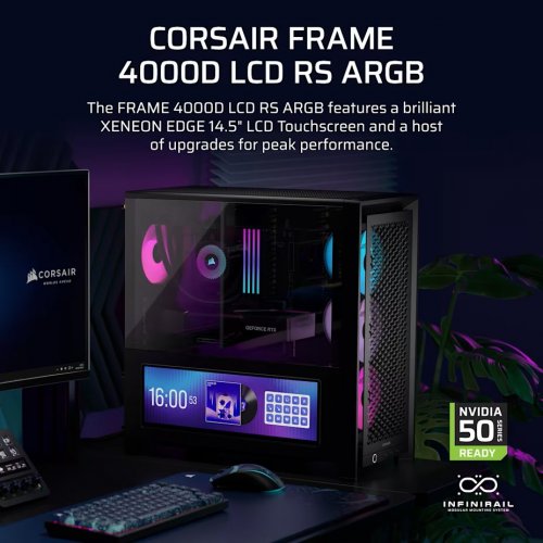 Корпус Corsair FRAME 4000D LCD RS ARGB Tempered Glass без БЖ (CC-9011326-WW) Black купити в Україні: Київ, Львів, Хмельницький, Тернопіль, Івано-Франківськ | Перевірка сумісності, низька ціна, відгуки, характеристики від TELEMART фото