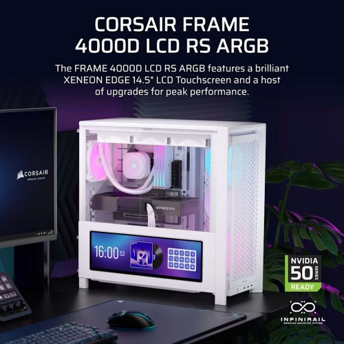 Корпус Corsair FRAME 4000D LCD RS ARGB Tempered Glass без БЖ (CC-9011327-WW) White купити в Україні: Київ, Львів, Хмельницький, Тернопіль, Івано-Франківськ | Перевірка сумісності, низька ціна, відгуки, характеристики від TELEMART фото