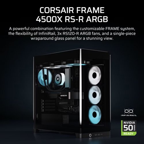 Корпус Corsair FRAME 4500X RS-R ARGB Tempered Glass без БЖ (CC-9011314-WW) Black купити в Україні: Київ, Львів, Хмельницький, Тернопіль, Івано-Франківськ | Перевірка сумісності, низька ціна, відгуки, характеристики від TELEMART фото