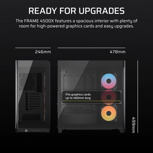 Корпус Corsair FRAME 4500X RS-R ARGB Tempered Glass без БЖ (CC-9011314-WW) Black купити в Україні: Київ, Львів, Хмельницький, Тернопіль, Івано-Франківськ | Перевірка сумісності, низька ціна, відгуки, характеристики від TELEMART фото