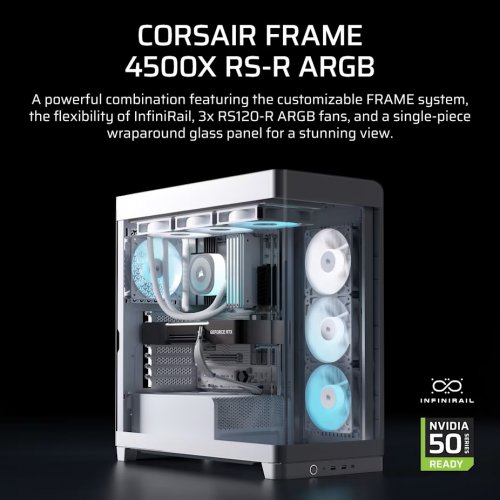 Корпус Corsair FRAME 4500X RS-R ARGB Tempered Glass без БЖ (CC-9011315-WW) White купити в Україні: Київ, Львів, Хмельницький, Тернопіль, Івано-Франківськ | Перевірка сумісності, низька ціна, відгуки, характеристики від TELEMART фото