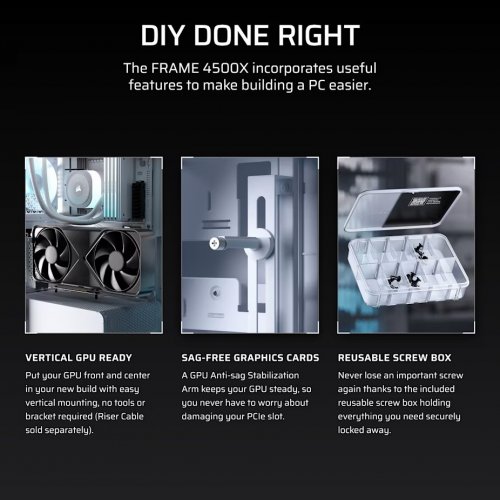 Корпус Corsair FRAME 4500X RS-R ARGB Tempered Glass без БЖ (CC-9011315-WW) White купити в Україні: Київ, Львів, Хмельницький, Тернопіль, Івано-Франківськ | Перевірка сумісності, низька ціна, відгуки, характеристики від TELEMART фото