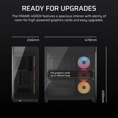 Корпус Corsair FRAME 4500X LX-R RGB Tempered Glass без БЖ (CC-9011316-WW) Black купити в Україні: Київ, Львів, Хмельницький, Тернопіль, Івано-Франківськ | Перевірка сумісності, низька ціна, відгуки, характеристики від TELEMART фото