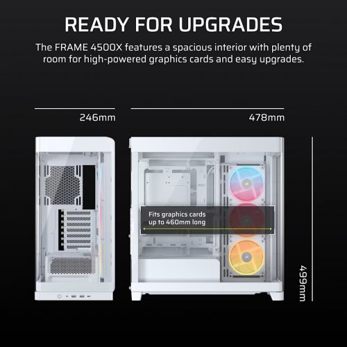 Корпус Corsair FRAME 4500X LX-R RGB Tempered Glass без БЖ (CC-9011317-WW) White купити в Україні: Київ, Львів, Хмельницький, Тернопіль, Івано-Франківськ | Перевірка сумісності, низька ціна, відгуки, характеристики від TELEMART фото