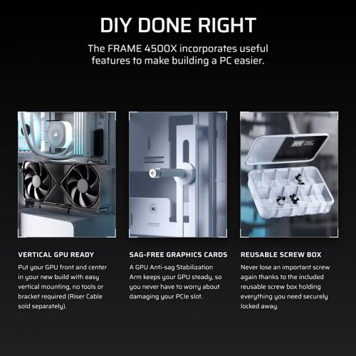 Корпус Corsair FRAME 4500X LX-R RGB Tempered Glass без БЖ (CC-9011317-WW) White купити в Україні: Київ, Львів, Хмельницький, Тернопіль, Івано-Франківськ | Перевірка сумісності, низька ціна, відгуки, характеристики від TELEMART фото