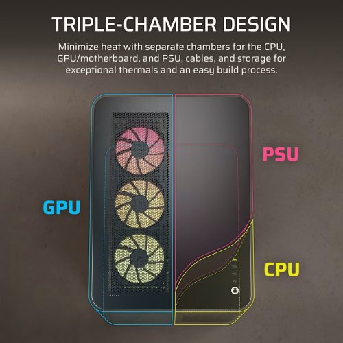 Корпус Corsair AIR 5400 LX-R RGB Tempered Glass без БЖ (CC-9011320-WW) Black купити в Україні: Київ, Львів, Хмельницький, Тернопіль, Івано-Франківськ | Перевірка сумісності, низька ціна, відгуки, характеристики від TELEMART фото