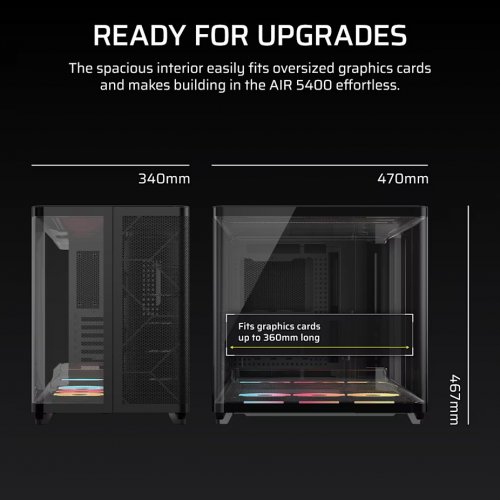 Корпус Corsair AIR 5400 LX-R RGB Tempered Glass без БЖ (CC-9011320-WW) Black купити в Україні: Київ, Львів, Хмельницький, Тернопіль, Івано-Франківськ | Перевірка сумісності, низька ціна, відгуки, характеристики від TELEMART фото