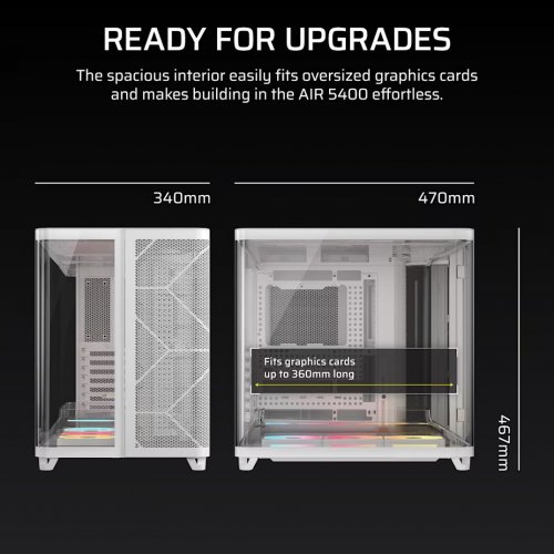 Корпус Corsair AIR 5400 LX-R RGB Tempered Glass без БЖ (CC-9011321-WW) White купити в Україні: Київ, Львів, Хмельницький, Тернопіль, Івано-Франківськ | Перевірка сумісності, низька ціна, відгуки, характеристики від TELEMART фото