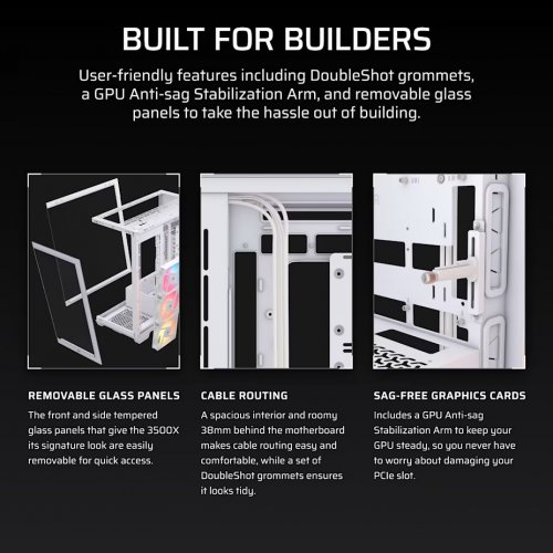 Корпус Corsair 3500X RS-R ARGB Tempered Glass без БЖ (CC-9011323-WW) White купити в Україні: Київ, Львів, Хмельницький, Тернопіль, Івано-Франківськ | Перевірка сумісності, низька ціна, відгуки, характеристики від TELEMART фото