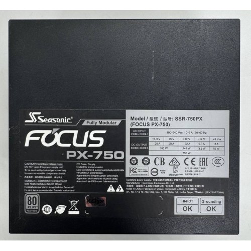 Блок питания Seasonic Focus PX-750W Platinum (SSR-750PX) (Восстановлено продавцом, 861561) купить в Украине: Киев, Днепр, Харьков, Одесса  | Проверка совместимости, низкая цена, отзывы, характеристики от TELEMART фото