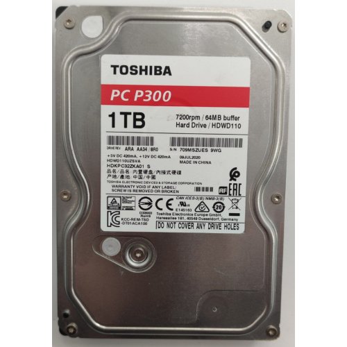Жесткий диск Toshiba P300 1TB 64MB 7200RPM 3.5" (HDWD110UZSVA) (Восстановлено продавцом, 861575) купить в Украине: Киев, Днепр, Харьков, Одесса  | Проверка совместимости, низкая цена, отзывы, характеристики от TELEMART фото