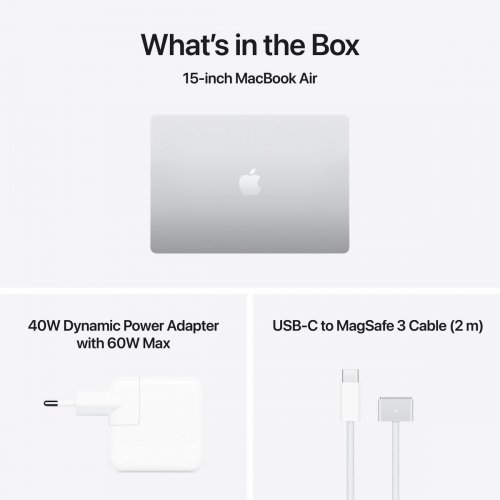 Ноутбук Apple MacBook Air 15" M5 16/512GB 2026 (MDV94UA/A) Silver купити в Україні: Київ, Львів, Хмельницький, Тернопіль, Івано-Франківськ | Низька ціна, відгуки, характеристики від TELEMART фото