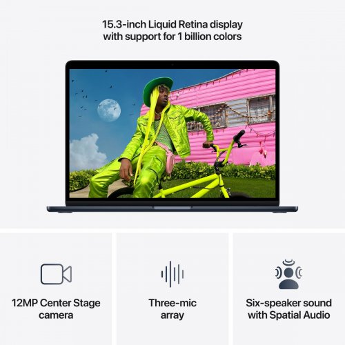 Ноутбук Apple MacBook Air 15" M5 24/1TB 2026 (MDVN4UA/A) Midnight купити в Україні: Київ, Львів, Хмельницький, Тернопіль, Івано-Франківськ | Низька ціна, відгуки, характеристики від TELEMART фото