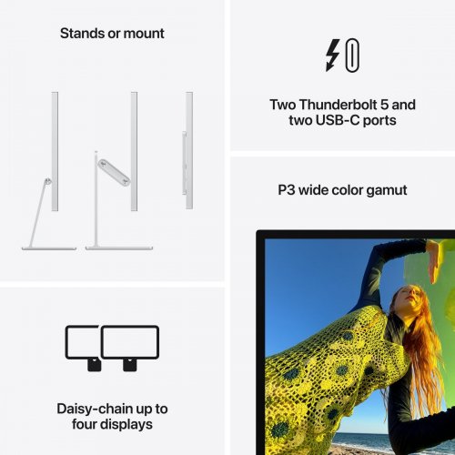 Монитор Apple 27" Studio Display Standard Glass Tilt-Adjustable Stand (MFEY4RU/A) Silver купить в Украине: Киев, Днепр, Харьков, Одесса  | Низкая цена, отзывы, характеристики от TELEMART фото