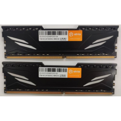 Озп ATRIA DDR4 32GB (2x16GB) 3200Mhz Fly Black (UAT43200CL18BK2/32) (Відновлено продавцем, 861842) купити в Україні: Київ, Львів, Хмельницький, Тернопіль, Івано-Франківськ | Перевірка сумісності, низька ціна, відгуки, характеристики від TELEMART фото