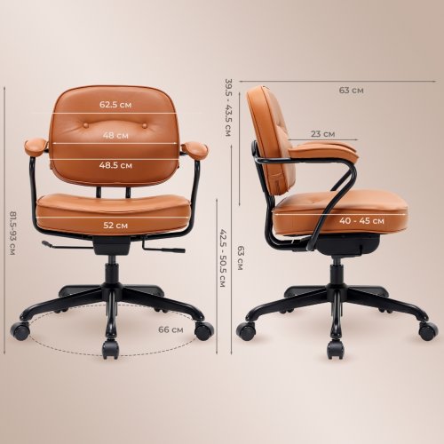 Крісло офісне Sihoo L3 PVC Vintage (L3D-M101) Brown купити в Україні: Київ, Львів, Хмельницький, Тернопіль, Івано-Франківськ | Низька ціна, відгуки, характеристики від TELEMART фото