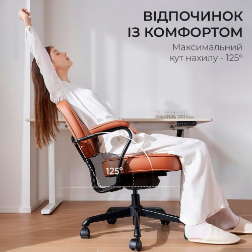 Крісло офісне Sihoo L3 PVC Vintage (L3D-M101) Brown купити в Україні: Київ, Львів, Хмельницький, Тернопіль, Івано-Франківськ | Низька ціна, відгуки, характеристики від TELEMART фото