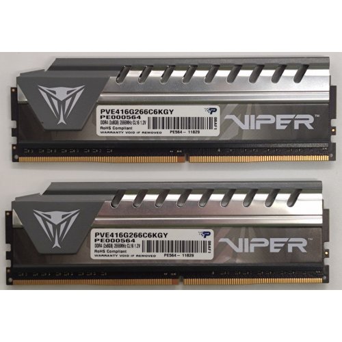 Озп Patriot DDR4 16GB (2x8GB) 2666Mhz Viper Elite (PVE416G266C6KGY) (Відновлено продавцем, 861859) купити в Україні: Київ, Львів, Хмельницький, Тернопіль, Івано-Франківськ | Перевірка сумісності, низька ціна, відгуки, характеристики від TELEMART фото