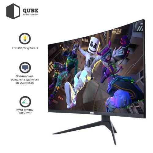 Монитор Qube 27" Overlord C27Q165Fast Black (Восстановлено продавцом, 861902) купить в Украине: Киев, Днепр, Харьков, Одесса  | Низкая цена, отзывы, характеристики от TELEMART фото
