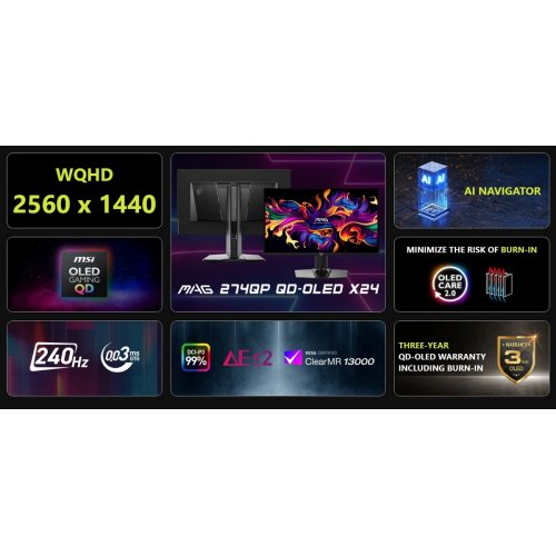 Монітор MSI 26.5" MAG 274QP QD-OLED X24 Black купити в Україні: Київ, Львів, Хмельницький, Тернопіль, Івано-Франківськ | Низька ціна, відгуки, характеристики від TELEMART фото