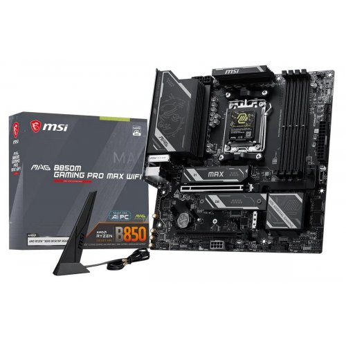 Материнська плата MSI MAG B850M GAMING PRO MAX WIFI (sAM5, AMD B850) купити в Україні: Київ, Львів, Хмельницький, Тернопіль, Івано-Франківськ | Перевірка сумісності, низька ціна, відгуки, характеристики від TELEMART фото