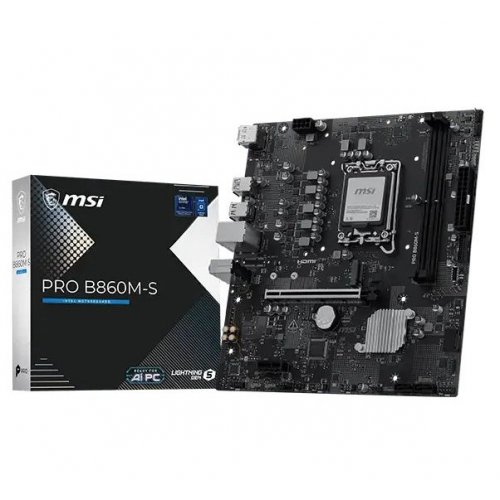 Материнська плата MSI PRO B860M-S (s1851, Intel B860) купити в Україні: Київ, Львів, Хмельницький, Тернопіль, Івано-Франківськ | Перевірка сумісності, низька ціна, відгуки, характеристики від TELEMART фото