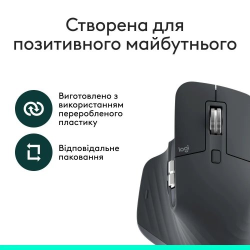 Уцінка миша Logitech MX Master 3S Performance Wireless (910-007501) Graphite (Розкрита упаковка, 862080) купити в Україні: Київ, Львів, Хмельницький, Тернопіль, Івано-Франківськ | Низька ціна, відгуки, характеристики від TELEMART фото