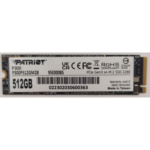 Ssd-диск Patriot P300 512GB M.2 (2280 PCI-E) NVMe x4 (P300P512GM28) (Восстановлено продавцом, 862097) купить в Украине: Киев, Днепр, Харьков, Одесса  | Проверка совместимости, низкая цена, отзывы, характеристики от TELEMART фото