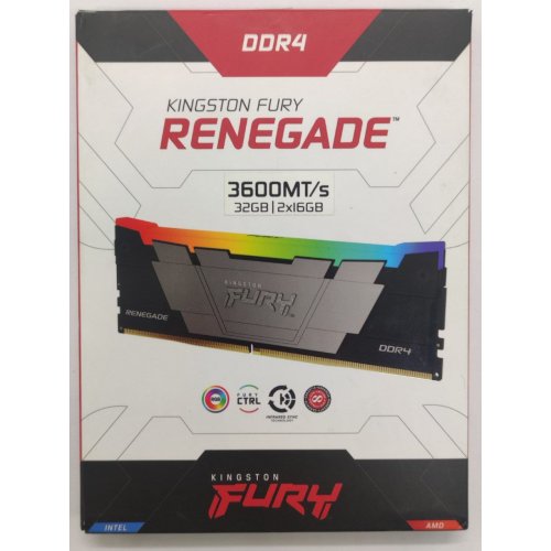 Озу Kingston DDR4 32GB (2x16GB) 3600Mhz FURY Renegade RGB Black (KF436C16RB12AK2/32) (Восстановлено продавцом, 862099) купить в Украине: Киев, Днепр, Харьков, Одесса  | Проверка совместимости, низкая цена, отзывы, характеристики от TELEMART фото
