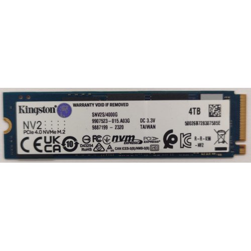 Ssd-диск Kingston NV2 3D NAND 4TB M.2 (2280 PCI-E) NVMe x4 (SNV2S/4000G) (Восстановлено продавцом, 862113) купить в Украине: Киев, Днепр, Харьков, Одесса  | Проверка совместимости, низкая цена, отзывы, характеристики от TELEMART фото
