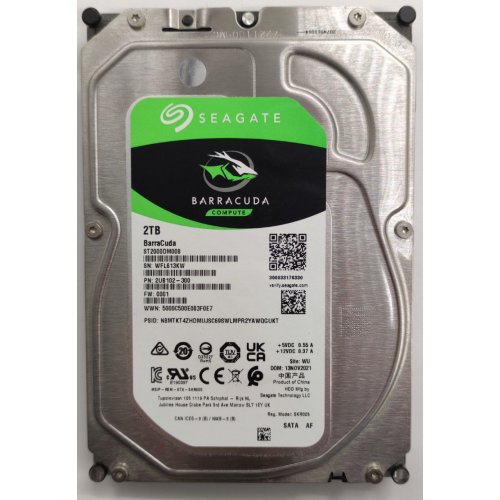 Жорсткий диск Seagate BarraCuda 2TB 256MB 7200RPM 3.5" (ST2000DM008) (Відновлено продавцем, 862300) купити в Україні: Київ, Львів, Хмельницький, Тернопіль, Івано-Франківськ | Перевірка сумісності, низька ціна, відгуки, характеристики від TELEMART фото
