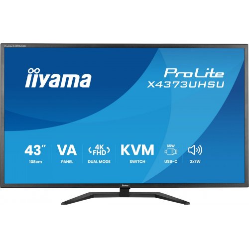 Монітор Iiyama 42.5" ProLite X4373UHSU-B2 Black купити в Україні: Київ, Львів, Хмельницький, Тернопіль, Івано-Франківськ | Низька ціна, відгуки, характеристики від TELEMART фото