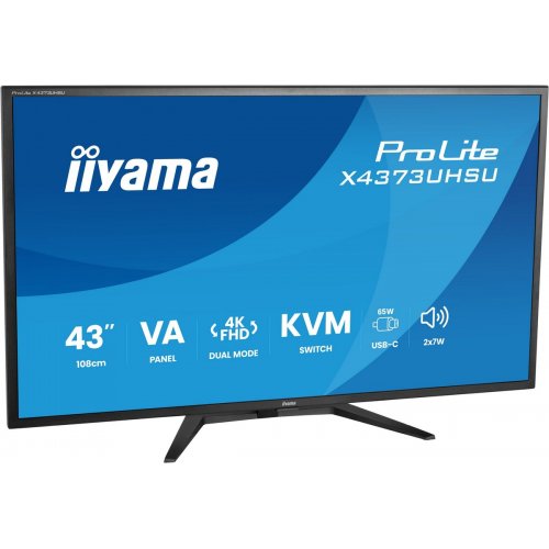 Монітор Iiyama 42.5" ProLite X4373UHSU-B2 Black купити в Україні: Київ, Львів, Хмельницький, Тернопіль, Івано-Франківськ | Низька ціна, відгуки, характеристики від TELEMART фото