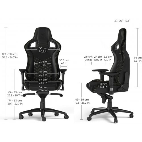 Ігрове крісло Noblechairs EPIC Series (NBL-PU-GOL-002) Black/Gold купити в Україні: Київ, Львів, Хмельницький, Тернопіль, Івано-Франківськ | Низька ціна, відгуки, характеристики від TELEMART фото