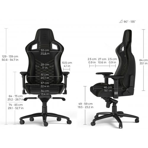 Игровое кресло Noblechairs EPIC Series (NBL-PU-GOL-002) Black/Gold купить в Украине: Киев, Днепр, Харьков, Одесса  | Низкая цена, отзывы, характеристики от TELEMART фото