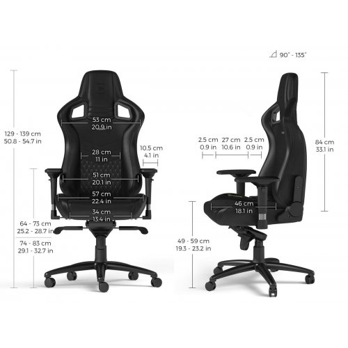 Ігрове крісло Noblechairs EPIC Series Real Leather (NBL-RL-BLA-001) Black купити в Україні: Київ, Львів, Хмельницький, Тернопіль, Івано-Франківськ | Низька ціна, відгуки, характеристики від TELEMART фото
