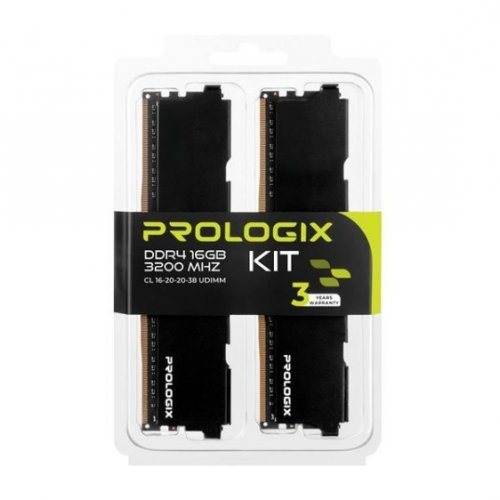 ОЗУ Prologix DDR4 16GB (2x8GB) 3200Mhz Black (PRO16GB3200B4K) купить в Украине: Киев, Днепр, Харьков, Одесса  | Проверка совместимости, низкая цена, отзывы, характеристики от TELEMART фото