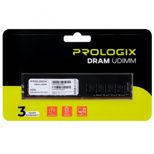 ОЗУ Prologix DDR4 16GB 2666Mhz (PRO16GB2666D4) купить в Украине: Киев, Днепр, Харьков, Одесса  | Проверка совместимости, низкая цена, отзывы, характеристики от TELEMART фото
