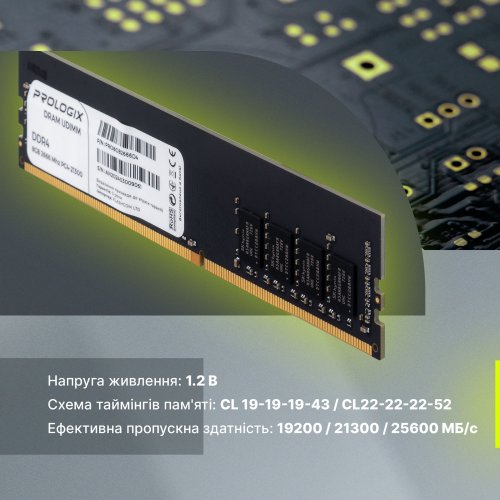 ОЗУ Prologix DDR4 16GB 2666Mhz (PRO16GB2666D4) купить в Украине: Киев, Днепр, Харьков, Одесса  | Проверка совместимости, низкая цена, отзывы, характеристики от TELEMART фото