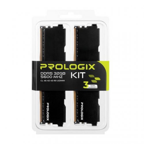 ОЗУ Prologix DDR5 32GB (2x16GB) 5600Mhz Black (PRO32GB5600B5K) купить в Украине: Киев, Днепр, Харьков, Одесса  | Проверка совместимости, низкая цена, отзывы, характеристики от TELEMART фото