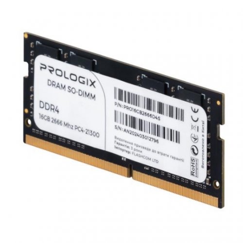 ОЗУ Prologix SODIMM DDR4 16GB 2666Mhz (PRO16GB2666D4S) купить в Украине: Киев, Днепр, Харьков, Одесса  | Проверка совместимости, низкая цена, отзывы, характеристики от TELEMART фото