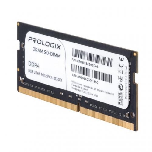ОЗУ Prologix SODIMM DDR4 8GB 2666Mhz (PRO8GB2666D4S) купить в Украине: Киев, Днепр, Харьков, Одесса  | Проверка совместимости, низкая цена, отзывы, характеристики от TELEMART фото