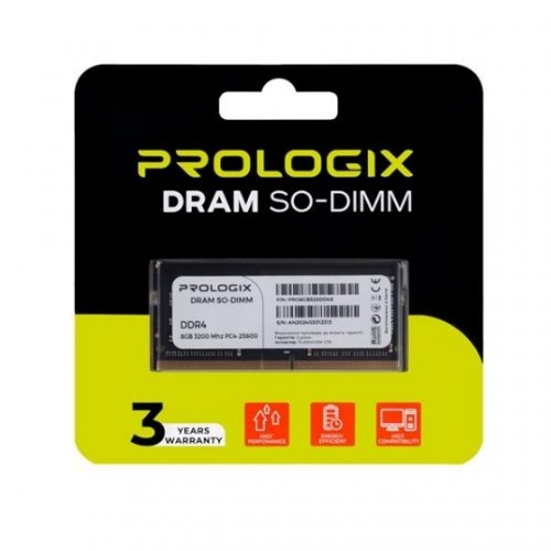 ОЗУ Prologix SODIMM DDR4 8GB 3200Mhz (PRO8GB3200D4S) купить в Украине: Киев, Днепр, Харьков, Одесса  | Проверка совместимости, низкая цена, отзывы, характеристики от TELEMART фото