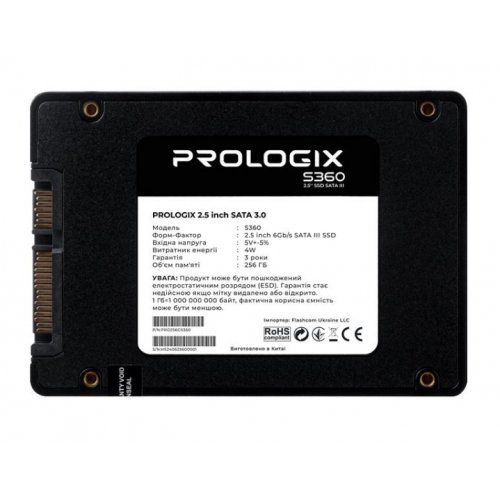 SSD-диск Prologix S360 3D TLC 256GB 2.5" (PRO256GS360) купити в Україні: Київ, Львів, Хмельницький, Тернопіль, Івано-Франківськ | Перевірка сумісності, низька ціна, відгуки, характеристики від TELEMART фото